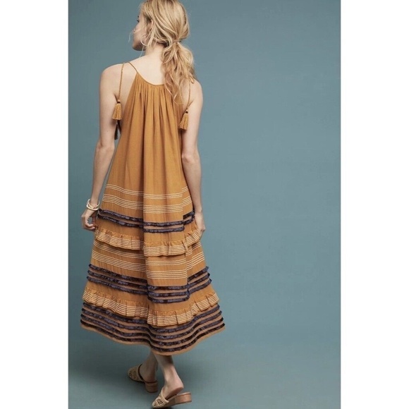 NWT!! Anthropologie COREY LYNN CALTER Serena Trapeze Dress Tiered Maxi Large - Picture 9 of 13